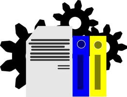 A file with gears and a folder vector