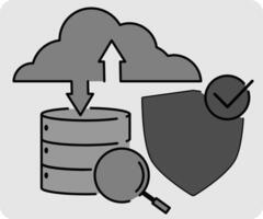 A cloud with a magnifying glass and a shield vector
