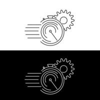 A stopwatch and a clock with gears on it vector