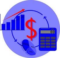 A calculator, graph and dollar sign vector
