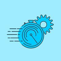 A stopwatch with gears and a clock icon vector