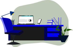 A desk with a laptop and chair vector