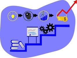 A graphic of a staircase with a business plan on it vector
