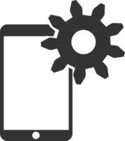 A smartphone with a gear wheel on it vector