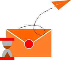 An orange envelope with a paper airplane flying out of it vector