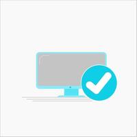 A computer monitor with a tick mark on it vector