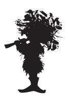 forest elf silhouette of fairytale character with whistle, illustration isolated on white background vector