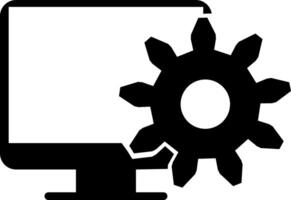 A computer with a gear on it vector