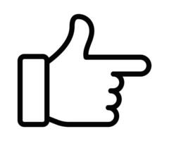 A black and white icon of a thumb up vector