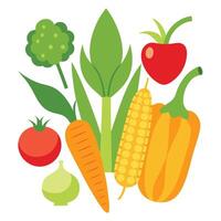 Set of an Colorful fresh organic vegetables design vector