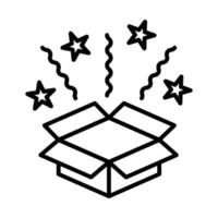Surprise box icon with stars and sparkles. Editable stroke. vector