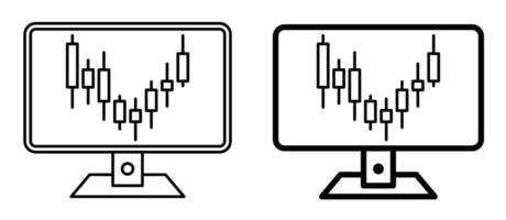 Two monitors with a chart on them vector