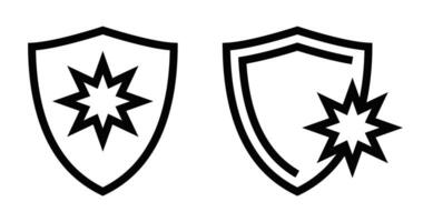 Shield icons with starburst design, bold minimalist style. Editable stroke. vector