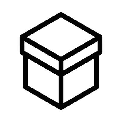 A black and white image of a box with a white background