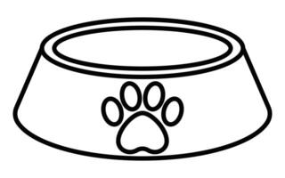 A black and white drawing of a bowl with a paw print vector