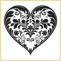 Victorian Heart Silhouette, Valentine, Classic vector