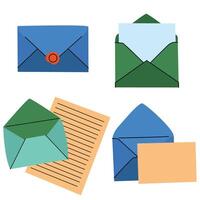 Set of open and closed colorful envelopes. Correspondence, communication, mail, newsletter, delivery concept vector