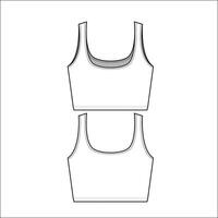 Technical Sketch of FRONT CUT OPEN RACER BACK SPORTS BRA in editable sketch. vector