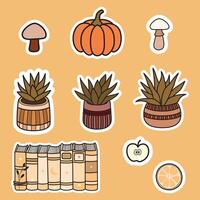 Bohemian Clip Art Set Autumn Vegetables and Books Elements vector