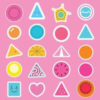 Abstract Colorful Geometrical Figures Clip Art Set - Cartoon Style vector