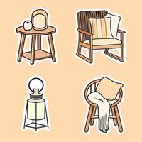 Bohemian Clip Art Set Furniture Elements vector