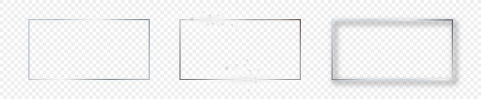 Silver glowing rectangular shape frame vector