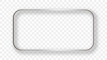 Silver glowing rounded rectangular frame with shadow vector