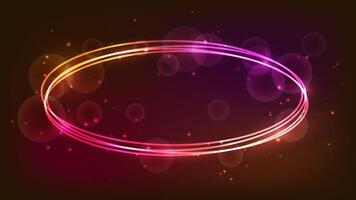 Neon oval frame with shining effects and sparkles vector