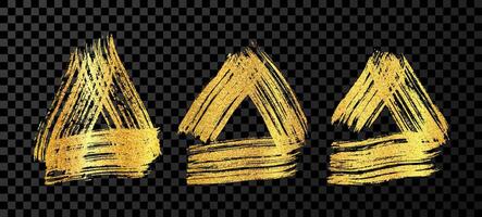 Gold grunge brush strokes in triangle form vector