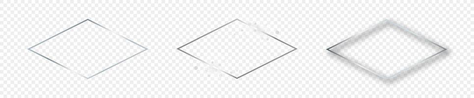Silver glowing rhombus shape frame vector