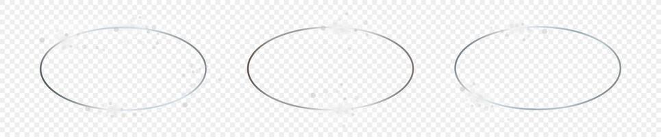 Silver glowing oval shape frame vector