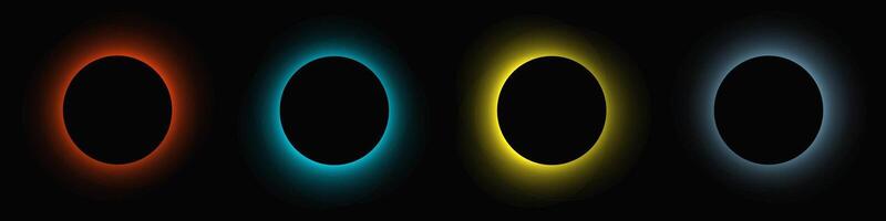 Set of circle illuminate light frames with color gradient vector