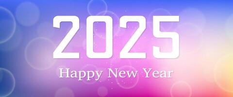 Happy new year 2025 inscription on blurred background vector