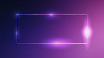 Neon rectangular frame with shining effects vector
