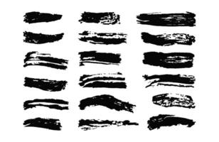 Grunge text boxes set. Black Paintbrush collection. Messy texture design elements. Dirty dry long strokes. vector