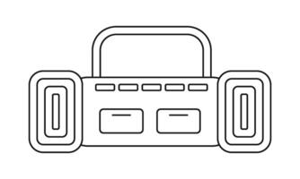 Retro Music player. Vintage style boombox from geometric outline shapes. Line simple radio recorder or tape deck with editable stroke. vector
