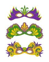 Mardi Gras set of masks, Masquerade attributes for the festival and theatrical performance vector