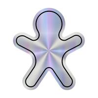 Blank Holographic sticker in the shape of Gingerbread for your text. Empty gradient tag for Christmas for sales and information. Metallic and hologram effect background. vector