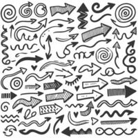 Hand drawn arrows and swirls set of doodles vector