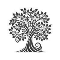 A stylized tree with leaves and swirls vector