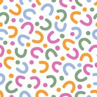 Hand drawn abstract colorful oval confetti and dots seamless pattern. Birthday party print for celebration card. vector