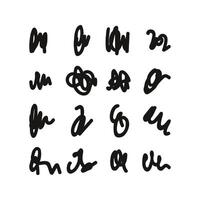 Hand drawn abstract scribble signature variation. Scrawl doodle elements. vector
