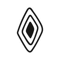 Hand drawn abstract rhomb with black middle, repeat geometric element for nordic design vector