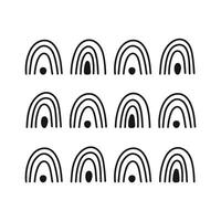 Hand drawn abstract line in rainbow shape pattern. Doodle scribble arches repeat element. vector