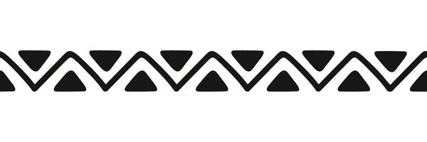 Hand drawn abstract borderline with triangles repeating print. Minimal geometric design of folk motive in doodle style. vector