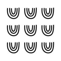 Hand drawn abstract inverted rainbow shape pattern. Doodle scribble arches repeat elements. vector