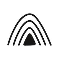 Hand drawn abstract line in triangular rainbow shape. Doodle scribble arches repeat element. vector