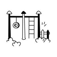 Icon of a play area with swings and climbing structures vector