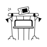 Cartoon style illustration of a ticket booth, ready to use icon vector