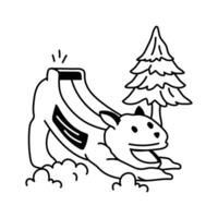 A hand drawn icon of a lion shaped slide in a playful outdoor setting vector